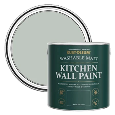Image of Rust Oleum Green Washable Kitchen Wall Paint in Matt Finish Chalk 2.5L