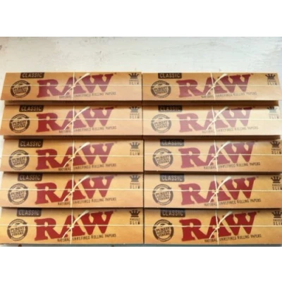 Image of 10 Pack of RAW Paper King Size Slim Rolling Papers Booklets = 320 ITK_Trade