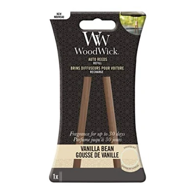 Image of WoodWick Auto Reeds Refills Car Air Freshener Vanilla Bean Up to 30 Days of Fragrance 2 Count