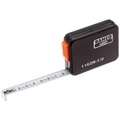 Image of Bahco 1162N 1/2 Measuring Tape with Metric/Inch Graduations on Both Sides, Multi Colour, 2 m