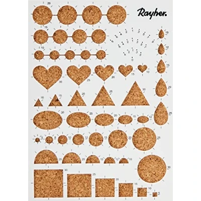 Image of RAYHER Quilling Stencil with Cork Plate, 210x150x8mm, w. Needles, Multi Colour, 2.7 x 1.6 0.08 cm