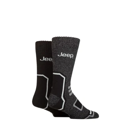 Image of Jeep Mens Thermal Boot Socks Cushioned, Soft, Breathable, Arch Supports for Walking, Hiking &amp; the Outdoors in a 2 Pair Multipack Size 6 11 Black/Charcoal