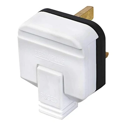Image of PERMAPLUG HDPT13W 13A White Heavy Duty Plug (Garden, Outdoor), BS1363A Compliant