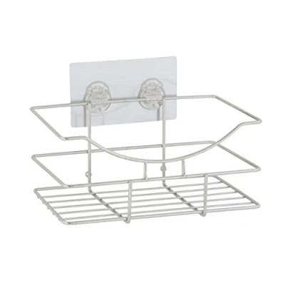 Image of axentia Nizza Wall Shelf Stainless Steel in Silver, Bathroom Equipment, Accessory with a Sticker for Attachment, Approx. 6 kg load capacity.