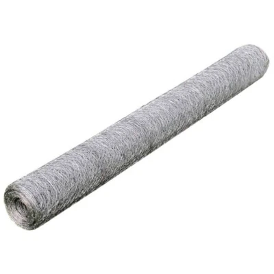 Image of vidaXL Mesh Fence Galvanised Steel Hexagon 1x25 m Silver