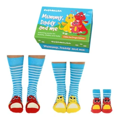 Image of Cucamelon Matching Family Socks Mummy, Daddy and Me Oddie Edition Fun Cozy Gift Set for Parents Baby UK Sizes 6 11, 4 8, Newborn+