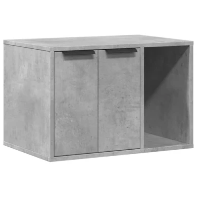 Image of vidaXL Cat Litter Box Enclosure/Hidden House Engineered Wood, Concrete Grey; Versatile Furniture: Side Table/Storage Cabinet