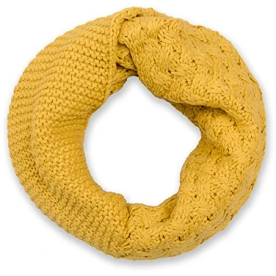 Image of styleBREAKER knit loop scarf with pattern mix, single colour fine snood, winter scarf, unisex 01018153, Colour:Curry