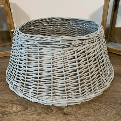 Image of Samuel ALEXANDER 40/58cm Deluxe Wicker Willow Christmas Tree Skirt Medium Light Grey