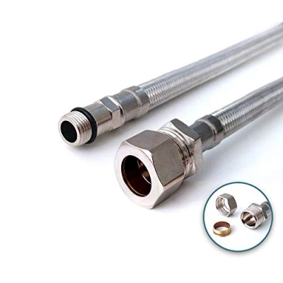 Image of Xcel Home™ 2X M12 (12mm) x 15mm Compression (500mm) Flexible Hose Pipe Tails Kitchen Sink/Bathroom Basin Monobloc Tap Mixer Connectors Flexi Pipes