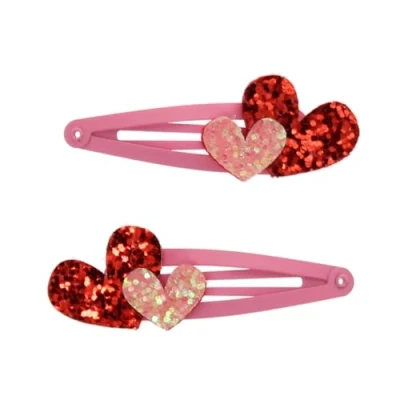 Image of Love Hearts Glitter Hair Clips (set Of 2)