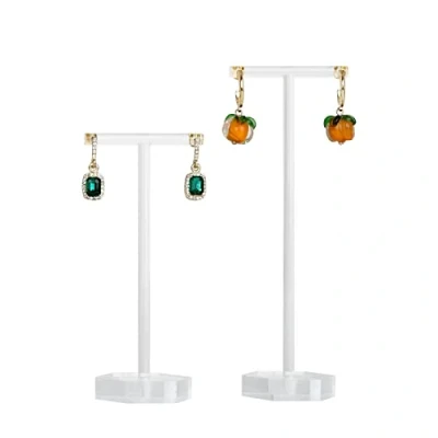 Image of GemeShou Clear Earring holder for girls, 2pcs Acrylic organizer T bar stand, Transparent jewelry display selling earrings【Clear Stand 】