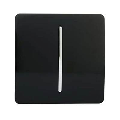 Image of Trendi Switch 1 Gang 2 Way Artistic Modern Glossy 10 Amp Rocker Tactile Light Black ART SS2BK