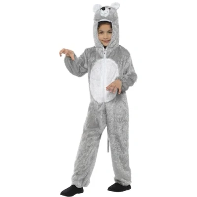 Image of Smiffys Mouse Costume, Grey, Small with Hooded Jumpsuit, Children&#039;s Animal Fancy Dress, Dress Up Costumes