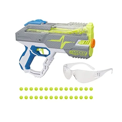 Image of NERF Hyper Rush 40 Pump Action Blaster, 30 Rounds, Eyewear, Up to 110 FPS Velocity, Easy Reload, Holds Rounds