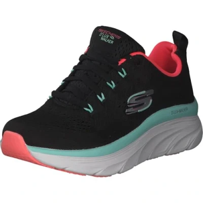 Image of Skechers Women&#039;s D&#039;lux Walker Fresh Finesse Sneaker, Black Mesh Mint Trim, 6.5 UK