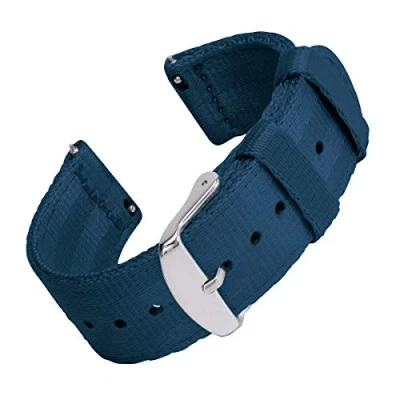 Image of Archer Watch Straps Seat Belt Nylon Quick Release Bands (Navy, 20mm)