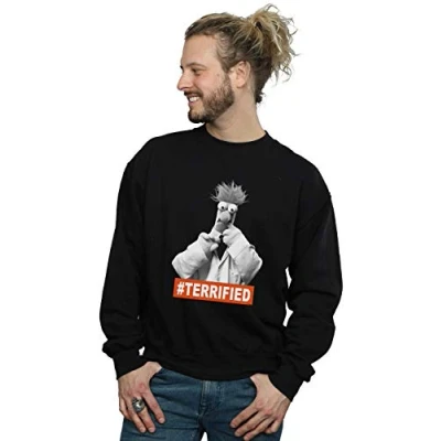 Image of Disney Men&#039;s The Muppets Beaker Terrified Sweatshirt Black Large