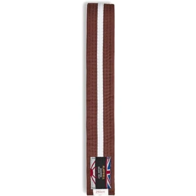Image of Playwell Martial Arts Cotton Striped Coloured Grading Belt Brown With White Stripe (300cm)