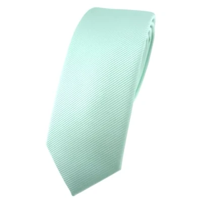 Image of TigerTie Slim Designer NECKTIE in Mint Green Plain Rips Pattern for Men, Polyester, Skinny Tie
