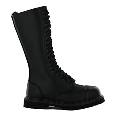 Image of Grinders Men&#039;s King CS Derby Black 20 Hole Military Punk Commando Safety Steel Toe Boots Real Leather Shoes (10 UK / 44 EU)