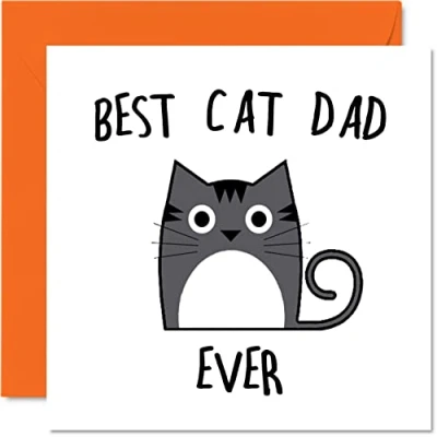 Image of Birthday Cards for Dad from the Cat Best Ever Card Dad, Funny Gifts, 145mm x Joke Happy Father&#039;s Day Greeting Gift Daddy Papa
