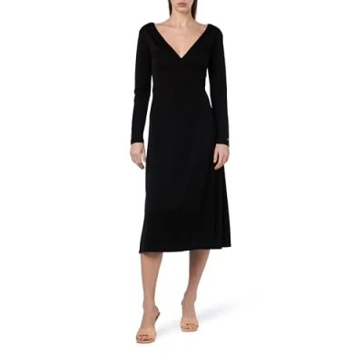Image of Tommy Hilfiger WRAP MIDI Dress Jersey dress, Women&#039;s, Size: Large, Black