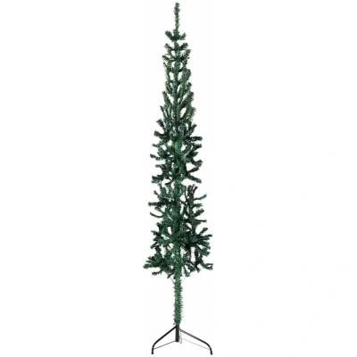 Image of vidaXL Slim Artificial Half Christmas Tree with Stand Green 180 cm