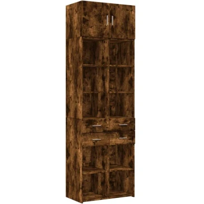 Image of vidaXL Storage Cabinet Smoked Oak 70x42.5x225 cm Engineered Wood