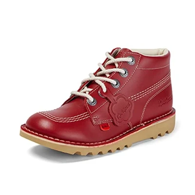Image of Kickers Youth Unisex Kick Hi Classic Ankle Boots Extra Comfortable Added Durability Premium Quality, Red, 5 UK