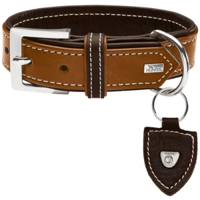 Image of HUNTER Collar Tara Number 55 Juchten Leather, Cognac/Dark Brown