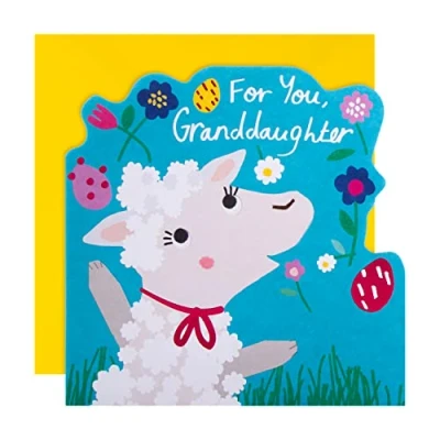 Image of Hallmark Easter Card for Granddaughter Die Cut Lamb Design, Multicoloured, ECM25565722