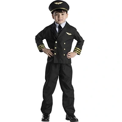 Image of Dress Up America Pilot Costume for Boys and Girls Airline Captain Uniform Kids Role Play Children