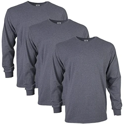 Image of GILDAN Men&#039;s, Ultra Cotton Long Sleeve T Shirt, Style G2400, Dark Heather, XL
