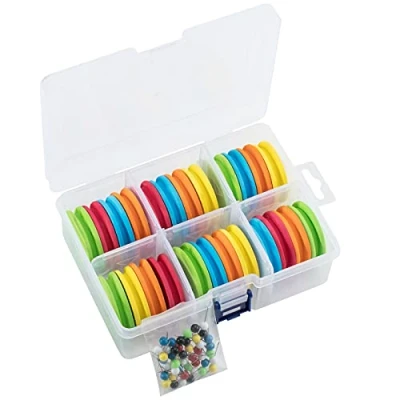 Image of Dr.Fish Set of 24 Fishing Rig Winders in Tackle Box EVA Foam Holder Assorted Colours 40 Pins for Sea Carp Coarse Rigs…