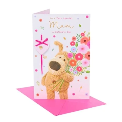 Image of Boofle Mother&#039;s Day Card For Mum Holding A Large Bouquet