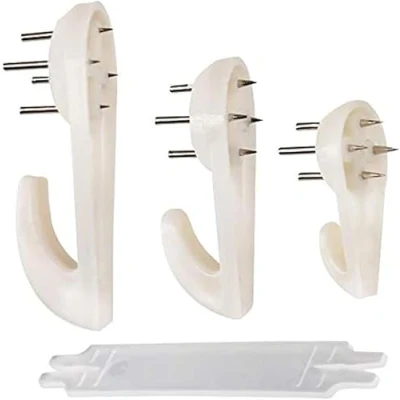 Image of StayUnique1 Picture Hooks (60 PCS) Hanging Kit Assorted Non Trace Hard Wall Hanger Hook White Set
