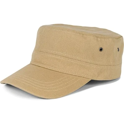 Image of styleBREAKER Unisex Military Style Cap Made from Durable Cotton Canvas, Adjustable Hook and Loop Fastener, 04023020, Colour:Khaki