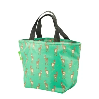 Image of ECO CHIC Lightweight Foldable Insulated Lunch Bag Water Resistant Cooler (Deer Green)