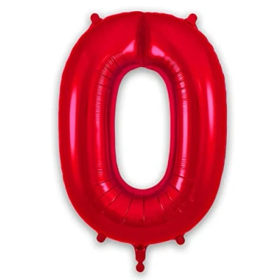 Image of Oaktree 34&quot; Red Foil Number 0 Balloon 606500