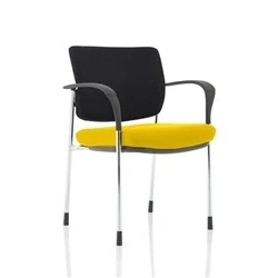 Image of Brunswick Deluxe Black Fabric Back Chrome Frame Seat Yellow With Arms