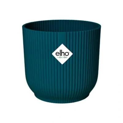 Image of Elho Vibes Fold 25cm Round Plastic Indoor Plant Pot Deep Blue
