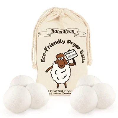 Image of Wool Tumble Dryer Balls Eco Friendly Organic Fabric Softener, Reduce Wrinkles &amp; Drying Time, Save Energy, Reusable, Handmade, 100% New Zealand Wool, Baby Safe, Unscented, XL Size (Pack of 6)