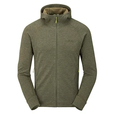 Image of Rab Men&#039;s Nexus Hoody Full Zip Lightweight Fleece Jacket for Trekking &amp; Climbing Light Khaki XX Large
