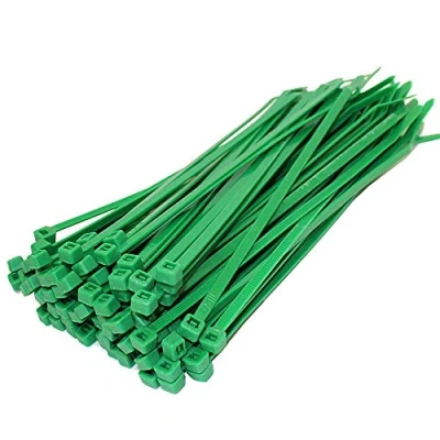 Image of UKCable Ties Green Colour Cable 100mm 140mm 200mm 300mm Nylon Zip Wraps (100, x 4.8mm)