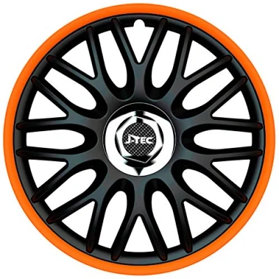 Image of Gorecki J16519 J Tec wheel covers Orden R, black/orange + chrome ring, 16 inch