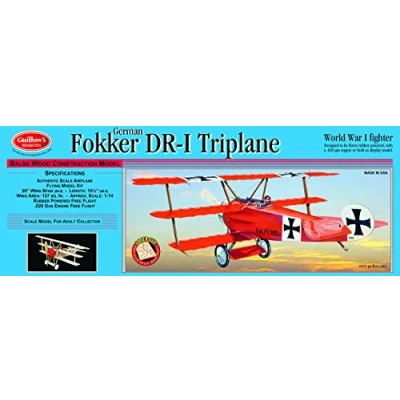 Image of Guillows Fokker Triplane 204 Powered Balsa Flying Model Kit