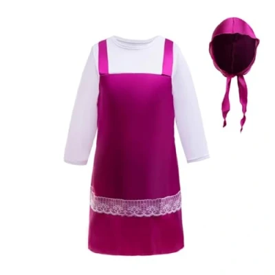 Image of Lito Angels Fancy Dress Up Costume Set with Kerchief for Kids Girls Age 7 8 Years (L), Purple