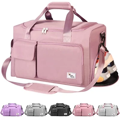 Image of Gym, Travel Bag Sport Duffel, Overnight Bags, Portable Lightweight Waterproof, Hand Carry Luggage for Weekender Sports, Vacation Weekend Men Women (Pink)