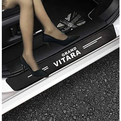 Image of RIDGOEL 4Pcs Car Door Sill Protector for Suzuki Grand Vitara, Carbon Fiber Leather Kick Plates Automobile Accessories Threshold Decoration Sticker C